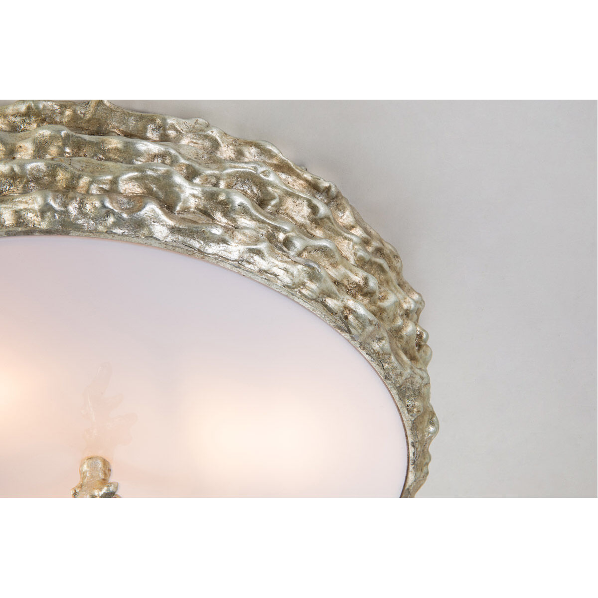 Trellis 3 Light Silver leaf Bath/Flush Mounts Ceiling Light in Silver Leaf with Antique